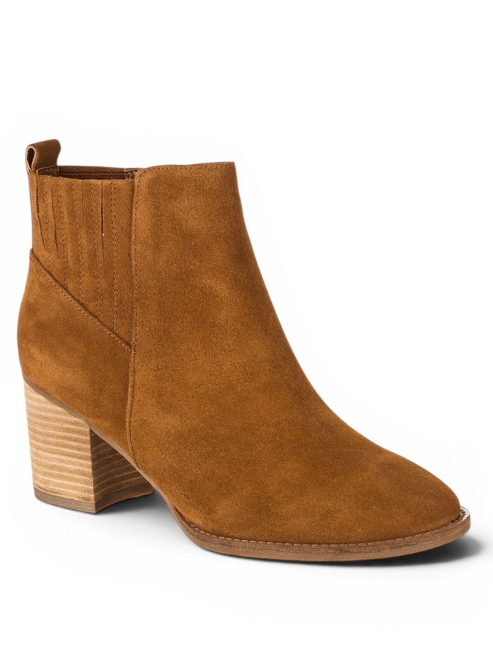 Blondo Noa Waterproof Suede Block Heel Ankle Booties in Camel Women's Size 7.5M